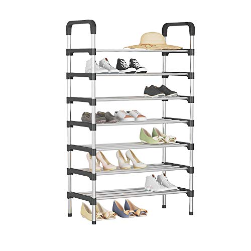 UDEAR Estante para Zapatos de 7 Niveles Organizador de Almacenamiento de Zapatos Estante para Zapatos Negro 56 * 30 * 127 CM