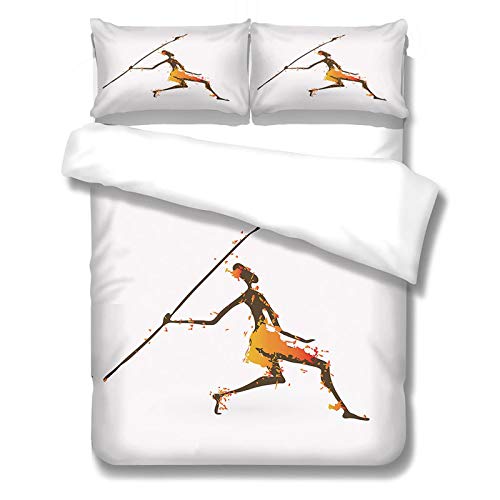 UDUVOG Ropa De Cama - Deporte De Jabalina Chica Abstracta 3 Piezas Juego De Funda De Edredón 200X200Cm con 2 Fundas De Almohada 50X75Cm，Suave Y Cómodo Poliéster con Cremallera Oculta Apto para Niños