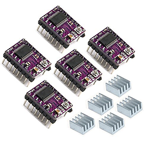 UEETEK 5 piezas DRV8825 Módulo de controlador de motor paso a paso de 4 capas con mini disipador de calor para la impresora 3D