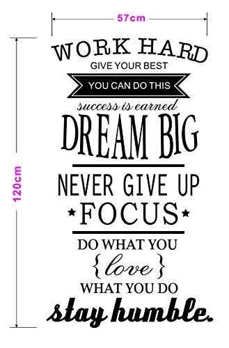 ufengke Citas Motivadoras de Work Hard Pegatinas de Pared Palabras de Letras Inspiradoras Decorativo Extraíble DIY Vinilo Pared Calcomanías Sala de Estar, Dormitorio ufengke Citas Motivadoras de Work Hard Pegatinas de Pared Palabras de Letras Inspiradoras Decorativo Extraíble DIY Vinilo Pared Calcomanías Sala de Estar, Dormitorio