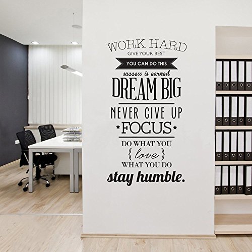 ufengke Citas Motivadoras de Work Hard Pegatinas de Pared Palabras de Letras Inspiradoras Decorativo Extraíble DIY Vinilo Pared Calcomanías Sala de Estar, Dormitorio