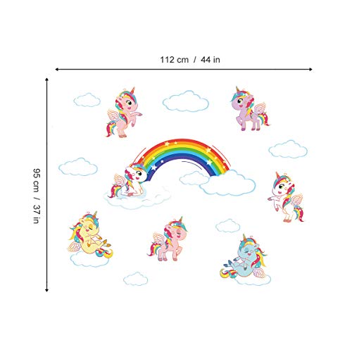 ufengke Pegatinas de Pared Unicornio Arcoiris Vinilos Adhesivos Pared Nube Decorativos para Dormitorio Infantiles Habitación Bebés Niñas