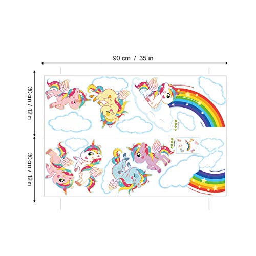 ufengke Pegatinas de Pared Unicornio Arcoiris Vinilos Adhesivos Pared Nube Decorativos para Dormitorio Infantiles Habitación Bebés Niñas