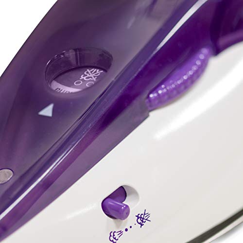 Ufesa PV0500 Activa Plancha de vapor de viaje con mango plegable, 1.100 W máx, bivoltaje 110/230V, color blanco y violeta, Plástico