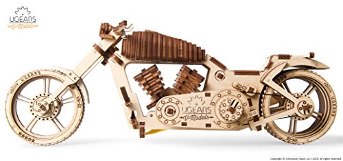 UGEARS Motocicleta VM-02 - Maqueta de Moto Mecánica - Puzzle 3D Madera - para Motoristas