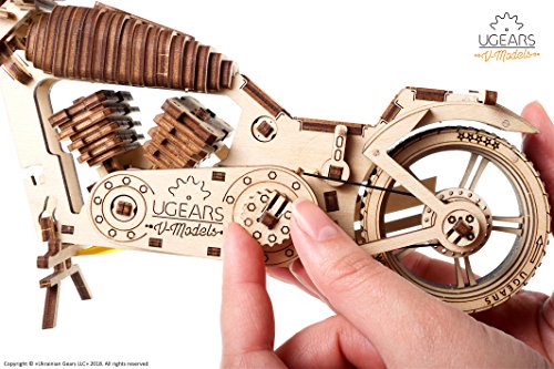 UGEARS Motocicleta VM-02 - Maqueta de Moto Mecánica - Puzzle 3D Madera - para Motoristas