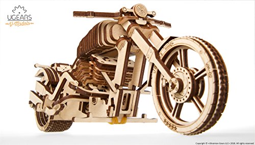 UGEARS Motocicleta VM-02 - Maqueta de Moto Mecánica - Puzzle 3D Madera - para Motoristas