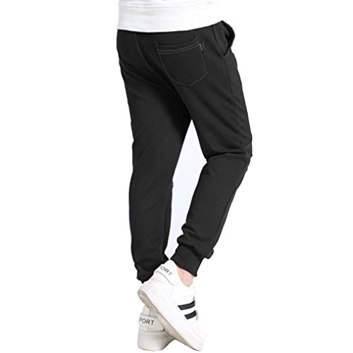 Ugitopi Pantalones de Jogging de Algodón para Niños Talla 4-12 años (Black,140)