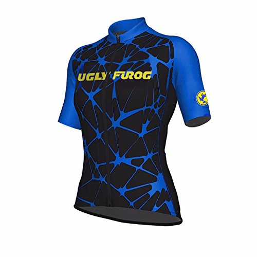 Uglyfrog Designs Women Wear Mujer Manga Corta Ciclismo Jersey Full Zip Humedad Wicking, Transpirable Running Tops - Bike Biking Shirt de Uglyfrog