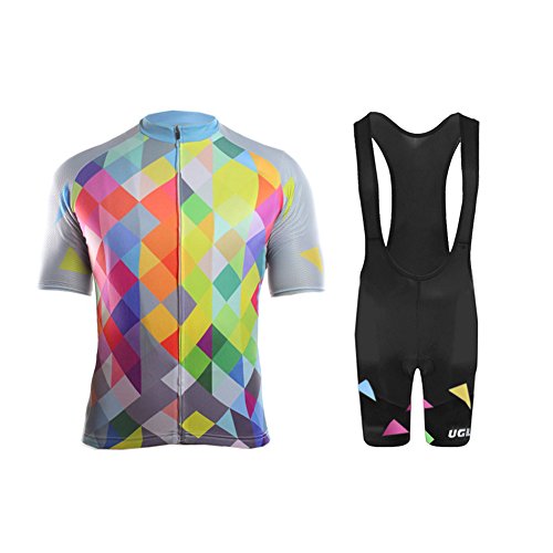 Uglyfrog Traje de Ciclismo Maillots de Bicicleta Conjunto de Verano Hombres Ropa de Ciclo Jersey de Manga Corta + Pantalones Cortos Acolchados Cómodo Respirable Secado rápido SstBL04