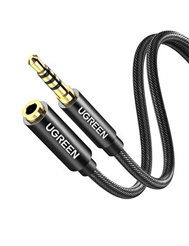 UGREEN Alargador Auriculares con Microfóno,Cable Alargador Jack 3.5mm con HiFi Sonido,Cable Extensión Audio Jack 4 Pines Macho a Hembra para Auricular/Altavoz/Nintendo Switch/PS4/Xbox/TV/Laptop,0.5M