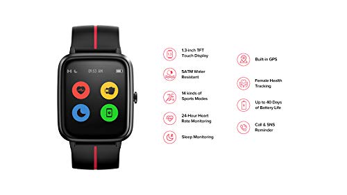 Ulefone Watch GPS - 40 Días Duración Batería, Reloj Inteligente 5ATM Impermeable, Pantalla 1,3”, Pulsera Actividad Deportivo, Pulsómetro, Rastreador Ejercicios Monitor Sueño para iOS Android Rojo Ulefone Watch GPS - 40 Días Duración Batería, Reloj Inteligente 5ATM Impermeable, Pantalla 1,3”, Pulsera Actividad Deportivo, Pulsómetro, Rastreador Ejercicios Monitor Sueño para iOS Android Rojo