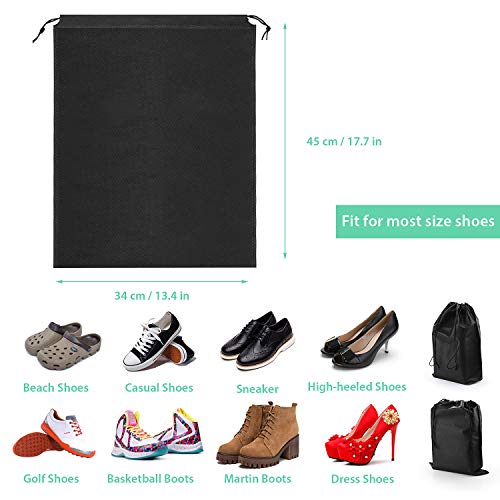 Ulikey 10 Pcs Bolsas de Zapatos, Zapatos de Viaje Bolso, A Prueba de Polvo No Tejidas, Portátil Bolsas para Zapatos Plegable, 35 x 45 cm(Negro)