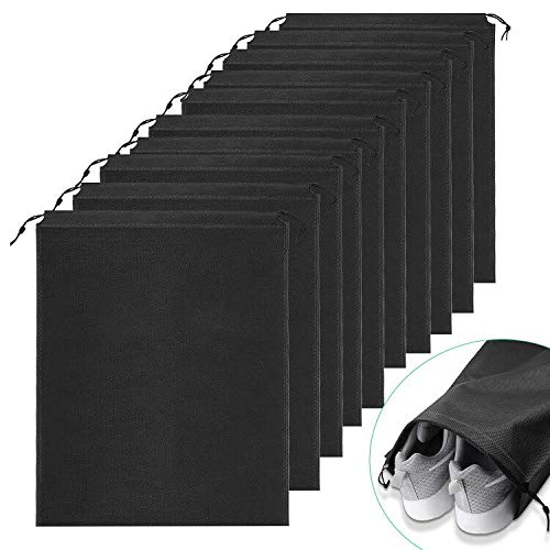 Ulikey 10 Pcs Bolsas de Zapatos, Zapatos de Viaje Bolso, A Prueba de Polvo No Tejidas, Portátil Bolsas para Zapatos Plegable, 35 x 45 cm(Negro)