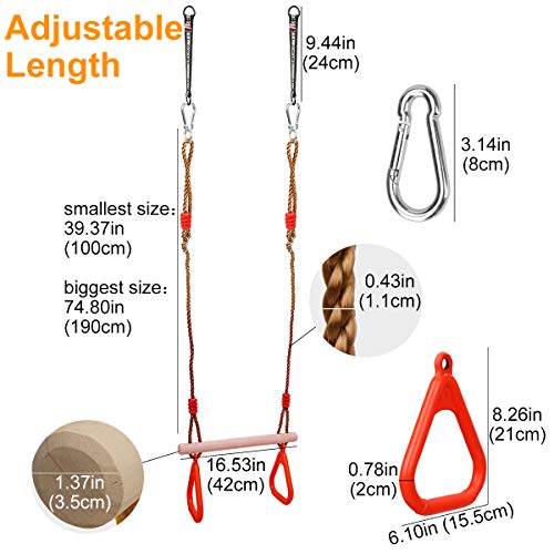 Ulikey Multifunción Columpios de Cadena de Alta Resistencia para Niños, Trapecio con Anillos, Columpio Trapecio de Madera de Árbol para Exterior e Interior de la Gimnasia Soporta hasta 120 kg (Rojo) Ulikey Multifunción Columpios de Cadena de Alta Resistencia para Niños, Trapecio con Anillos, Columpio Trapecio de Madera de Árbol para Exterior e Interior de la Gimnasia Soporta hasta 120 kg (Rojo)