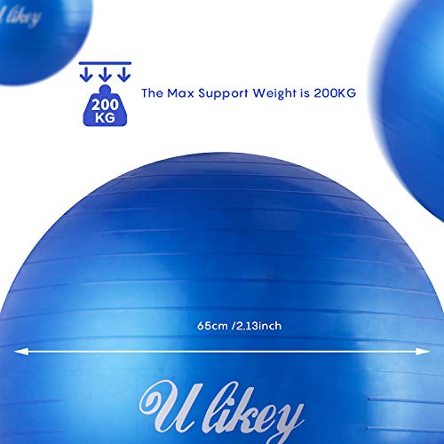 Ulikey Pelota de Ejercicio, Pelota Gimnasia - 65 cm Pelota de Ejercicio para Fitness Adecuada para Hombres y Mujeres, Puede Soportar 200KG Ulikey Pelota de Ejercicio, Pelota Gimnasia - 65 cm Pelota de Ejercicio para Fitness Adecuada para Hombres y Mujeres, Puede Soportar 200KG