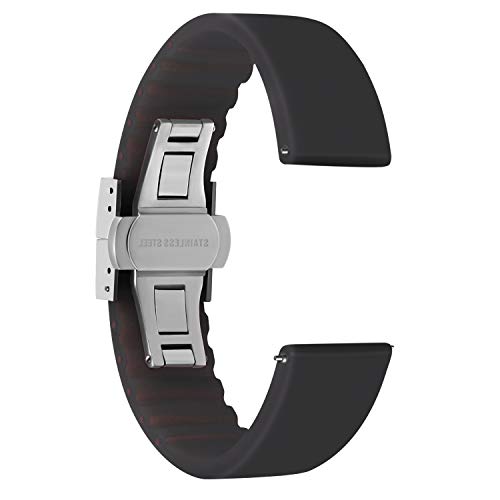 Ullchro Correa Reloj Calidad Alta Recambios Correa Relojes Caucho - 14mm, 16mm, 18mm, 20mm, 22mm, 24mm Silicona Correa Reloj con Acero Inoxidable Hebilla desplegable (22mm, Black) Ullchro Correa Reloj Calidad Alta Recambios Correa Relojes Caucho - 14mm, 16mm, 18mm, 20mm, 22mm, 24mm Silicona Correa Reloj con Acero Inoxidable Hebilla desplegable (22mm, Black)