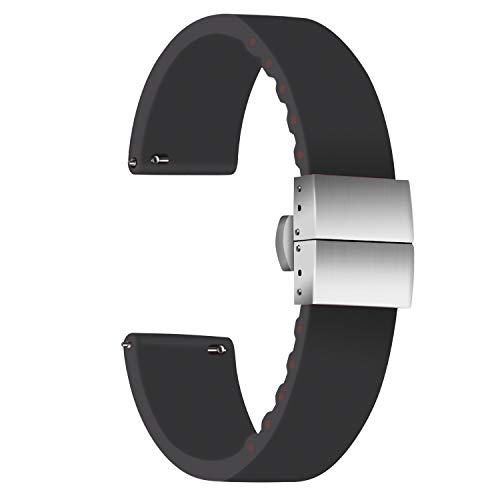 Ullchro Correa Reloj Calidad Alta Recambios Correa Relojes Caucho - 14mm, 16mm, 18mm, 20mm, 22mm, 24mm Silicona Correa Reloj con Acero Inoxidable Hebilla desplegable (22mm, Black) Ullchro Correa Reloj Calidad Alta Recambios Correa Relojes Caucho - 14mm, 16mm, 18mm, 20mm, 22mm, 24mm Silicona Correa Reloj con Acero Inoxidable Hebilla desplegable (22mm, Black)