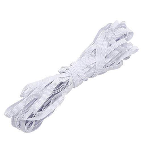 ULTNICE Cordón elástico de banda plana con cinta elástica blanca para ropa de 10M x 6mm (Blanco)