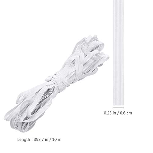 ULTNICE Cordón elástico de banda plana con cinta elástica blanca para ropa de 10M x 6mm (Blanco)