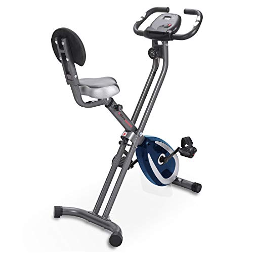 Ultrasport Bicicleta de ejercicio Unisex F-Bike, pantalla LCD, entrenador casero plegable, optativo, con respaldo, niveles de resistencia ajustables, con sensores de pulso de mano Ultrasport Bicicleta de ejercicio Unisex F-Bike, pantalla LCD, entrenador casero plegable, optativo, con respaldo, niveles de resistencia ajustables, con sensores de pulso de mano