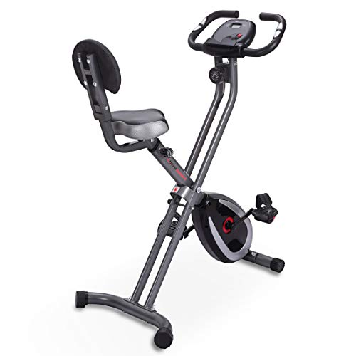 Ultrasport Bicicleta de ejercicio Unisex F-Bike, pantalla LCD, entrenador casero plegable, optativo, con respaldo, niveles de resistencia ajustables, con sensores de pulso de mano Ultrasport Bicicleta de ejercicio Unisex F-Bike, pantalla LCD, entrenador casero plegable, optativo, con respaldo, niveles de resistencia ajustables, con sensores de pulso de mano