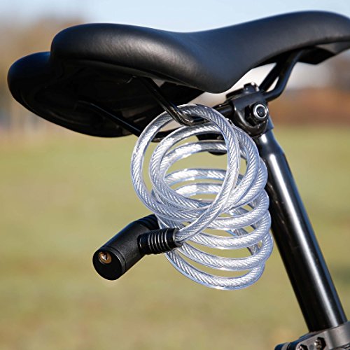 Ultrasport Candado en espiral para bicicleta con 2 llaves, candado de cable en espiral, 150 cm de largo, ideal para proteger accesorios como el casco, el sillín y más, para todo tipo de bicicletas Ultrasport Candado en espiral para bicicleta con 2 llaves, candado de cable en espiral, 150 cm de largo, ideal para proteger accesorios como el casco, el sillín y más, para todo tipo de bicicletas