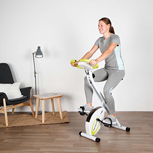 Ultrasport F-Bike Bicicleta estática de fitness, aparato doméstico, plegable con consola y sensores de pulso en manillar, Verde Ultrasport F-Bike Bicicleta estática de fitness, aparato doméstico, plegable con consola y sensores de pulso en manillar, Verde