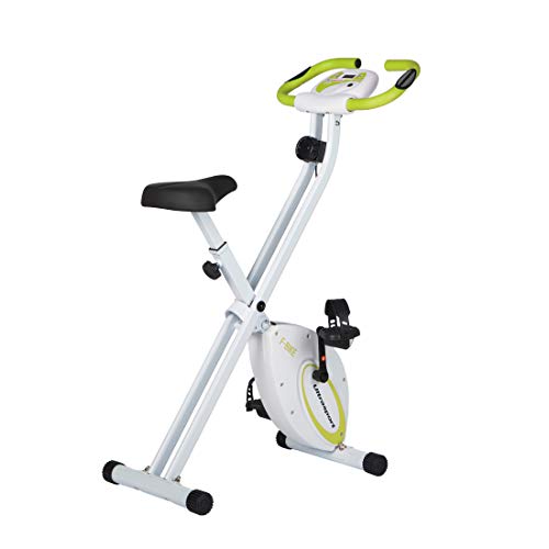 Ultrasport F-Bike Bicicleta estática de fitness, aparato doméstico, plegable con consola y sensores de pulso en manillar, Verde