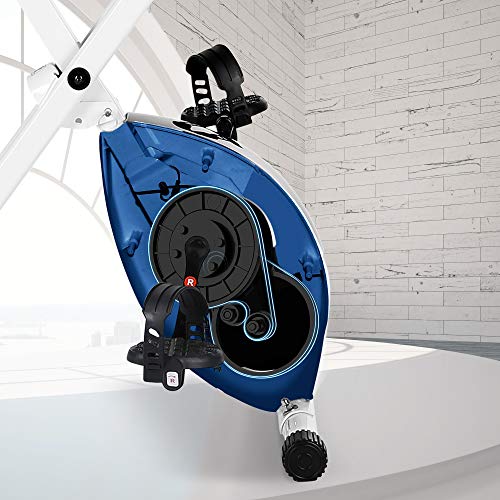 Ultrasport F-Bike Design Bicicleta estática de fitness plegable con sillín de gel, portabidones, pantalla LCD, sensores de pulso, compacta y plegable, carga máxima 110 kg, Azul Marino