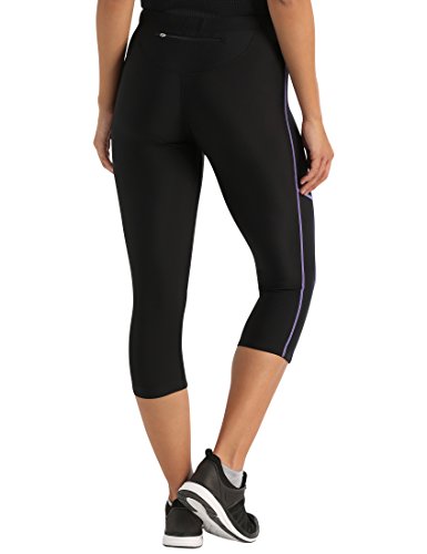 Ultrasport, Pantalones deportivos 3/4 para Mujer, Negro/Lila, S