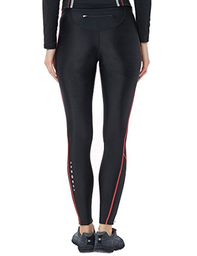 Ultrasport Pantalones largos de correr para mujer, con efecto de compresión y función de secado rápido, Negro/Rosa, S Ultrasport Pantalones largos de correr para mujer, con efecto de compresión y función de secado rápido, Negro/Rosa, S