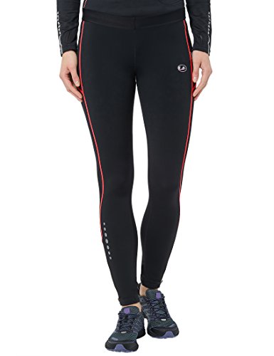 Ultrasport Pantalones largos de correr para mujer, con efecto de compresión y función de secado rápido, Negro/Rosa, S Ultrasport Pantalones largos de correr para mujer, con efecto de compresión y función de secado rápido, Negro/Rosa, S