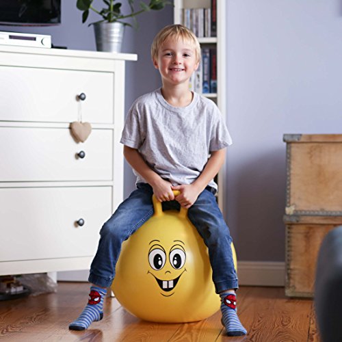 Ultrasport Pelota saltarina,de goma, de juego,robusto balón para niños a partir de 3 años,con asa y diseño, cara graciosa, pelota de goma, pelota de juego,interior y exterior,grandes y pequeños