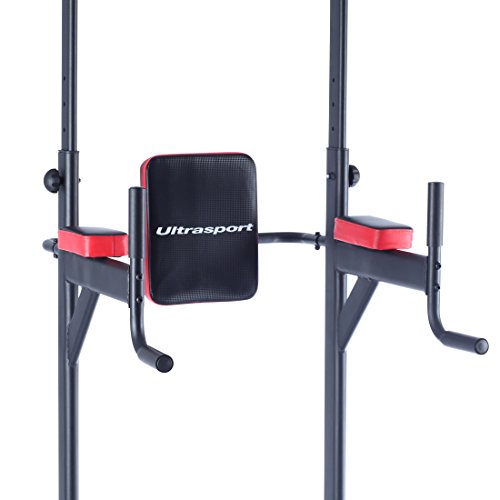 Ultrasport Power Tower Estación Multifuncional de Entrenamiento, Torre de Musculación y Fitness, Dip Station, Barra de Dominadas, Asas para Flexiones, Tamaño Regulable, Negro, 83 x 65 x 190-230 cm Ultrasport Power Tower Estación Multifuncional de Entrenamiento, Torre de Musculación y Fitness, Dip Station, Barra de Dominadas, Asas para Flexiones, Tamaño Regulable, Negro, 83 x 65 x 190-230 cm