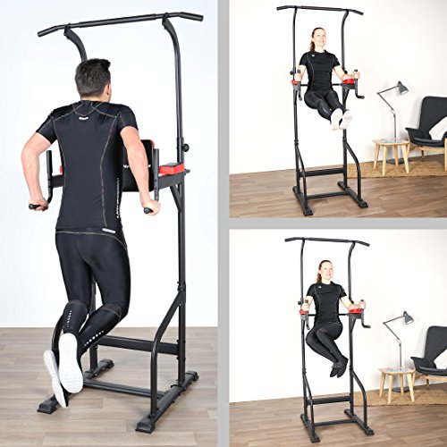 Ultrasport Power Tower Estación Multifuncional de Entrenamiento, Torre de Musculación y Fitness, Dip Station, Barra de Dominadas, Asas para Flexiones, Tamaño Regulable, Negro, 83 x 65 x 190-230 cm Ultrasport Power Tower Estación Multifuncional de Entrenamiento, Torre de Musculación y Fitness, Dip Station, Barra de Dominadas, Asas para Flexiones, Tamaño Regulable, Negro, 83 x 65 x 190-230 cm