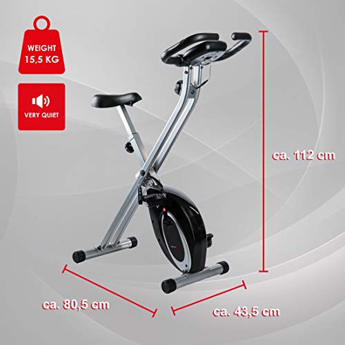 Ultrasport Unisex F-Bike Advanced, pantalla LCD, entrenador casero plegable, niveles de resistencia ajustables, con sensores de pulso de mano, entrenador de bicicleta plegable, para atletas y mayores