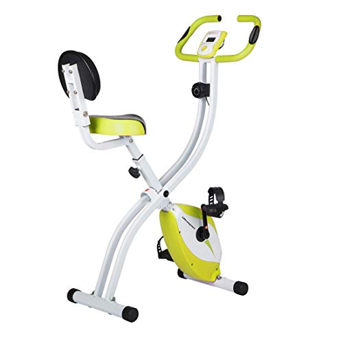 Ultrasport Unisex F-Bike, pantalla LCD, entrenador casero plegable, niveles de resistencia ajustables, con sensores de pulso de mano, entrenador de bicicleta plegable, para atletas y mayores