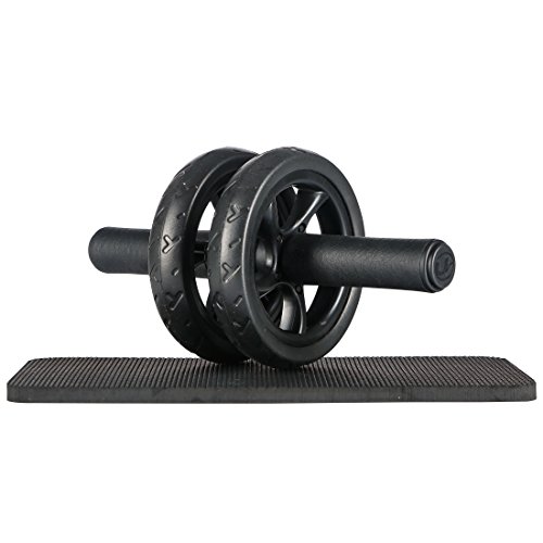 Ultrasport Wheel, Roller, AB Abdominal Aparato de Entrenamiento y Ayuda para Bajar de Peso, con Rueda Doble y Superficie de Apoyo para Las Rodillas, Unisex Adulto, Negro, OS