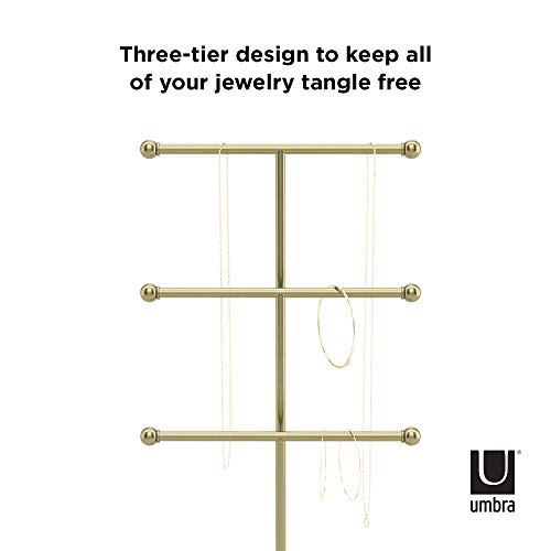 Umbra Trigem - Colgador de Joyas, color Blanco/ Latón Umbra Trigem - Colgador de Joyas, color Blanco/ Latón