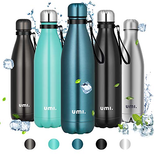 Umi. by Amazon - Botella Agua Acero Inoxidable, Termo 750ml, Sin BPA, Islamiento de Vacío de Doble Pared, Botellas Frío/Caliente, Reutilizable para Niños, Colegio, Sport, Bicicleta (Azul oscuro)