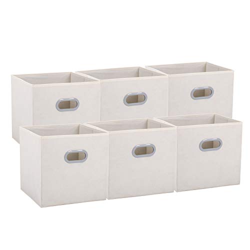 UMI. by Amazon - Cajas de Almacenaje de Tela, Cubos de Almacenaje Plegables con 2 Asas, para Hogar, Armario, Cuarto de Niños, 6 pcs, Beige, 30,5 x 30,5 x 30,5 cm UMI. by Amazon - Cajas de Almacenaje de Tela, Cubos de Almacenaje Plegables con 2 Asas, para Hogar, Armario, Cuarto de Niños, 6 pcs, Beige, 30,5 x 30,5 x 30,5 cm