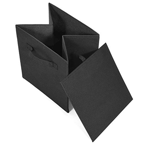 UMI. by Amazon - Cubos de Almacenaje de Tela, Cajas de Almacenaje Plegables, Set de 6 Cajas de Almacenamiento, Cubos de Almacenaje sin Tapa para Hogar Oficina, Negro, 26,7 x 26,7 x 27,9 cm