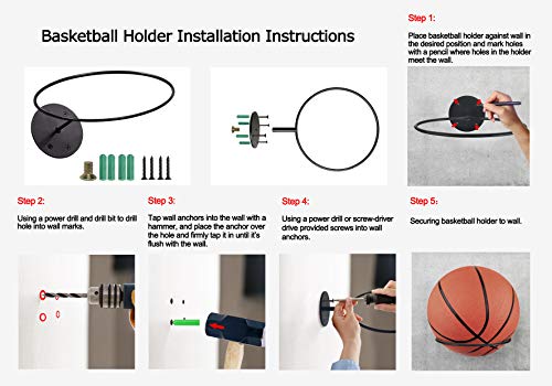 UMI. by Amazon Expositor Mural de balones para Almacenamiento de balones de Baloncesto, fútbol o Voleibol, Negro, Pack de 2