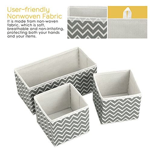 UMI. by Amazon - Organizadores de Cajones, Juego de 6 Cajas Organizadoras para Cajones, Organizador de Ropa Interior, Cajas de Almacenaje de Tela Plegables, Zigzag Gris y Blanco UMI. by Amazon - Organizadores de Cajones, Juego de 6 Cajas Organizadoras para Cajones, Organizador de Ropa Interior, Cajas de Almacenaje de Tela Plegables, Zigzag Gris y Blanco