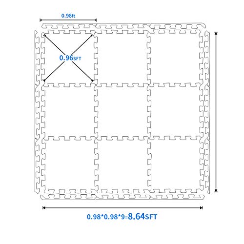 UMI Essentials 1 'x 1' (30cm x 30cm Alfombrillas entrelazadas | Alfombrilla de Espuma Suave | Alfombrilla de Juego | Alfombrilla de Gimnasio (Azul, Blanco, Gris, 18 Piezas) …