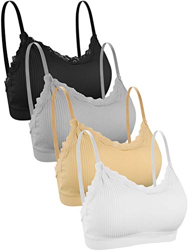 UMIPUBO 4 Piezas de Sujetador de Camisola para Mujer Sujetador de Tubo de Cuello V Banda Sujetador de Dormir Sujetador Deportivo Ropa Interior con Tirantes Elásticos