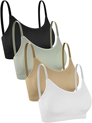 UMIPUBO 4 Piezas de Sujetador de Camisola para Mujer Sujetador de Tubo de Cuello V Banda Sujetador de Dormir Sujetador Deportivo Ropa Interior con Tirantes Elásticos