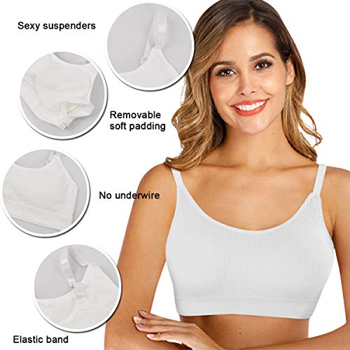 UMIPUBO 4 Piezas de Sujetador de Camisola para Mujer Sujetador de Tubo de Cuello V Banda Sujetador de Dormir Sujetador Deportivo Ropa Interior con Tirantes Elásticos