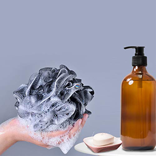 Umitive Esponja de ducha de baño, 4Pcs de cepillo de exfoliación corporal de malla negra de esponja, esponja de esponja de piel limpia para bañarse, cómoda y suave